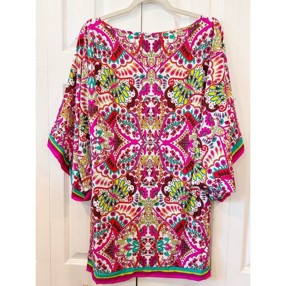 Trina Turk Hawaiian Garden Boatneck Tunic Swim Cover-Up Dress Size M NWT - Picture 6 of 7